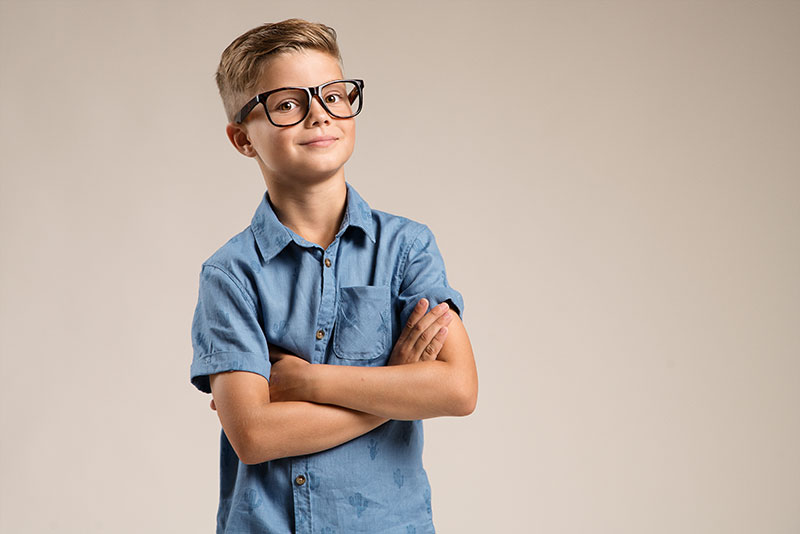 young boy wearing eyeglasses